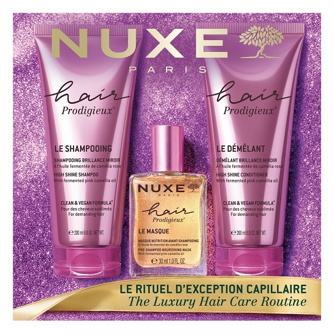 Cofanetto Nuxe contenente 1 Shampoo Delicato+ 1 Balsamo Nutriente + 1 Maschera Pre-Shampoo Cofanetto Nuxe contenente 1 Shampoo Delicato+ 1 Balsamo Nutriente + 1 Maschera Pre-Shampoo