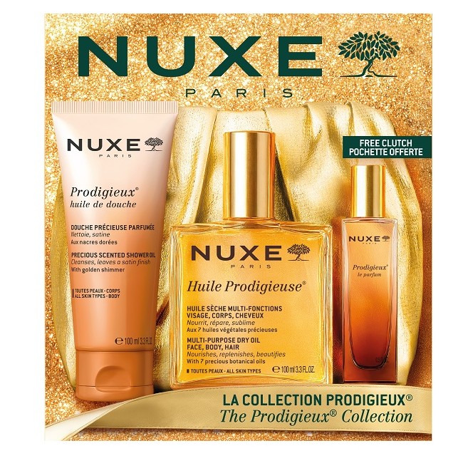 Cofanetto Nuxe contenente Huile Prodigieuse+ Profumo+ Docciaschiuma Cofanetto Nuxe contenente Huile Prodigieuse+ Profumo+ Docciaschiuma