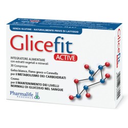 Confezione da 30 compresse di Glicefit Active, integratore per glicemia e metabolismo dei carboidrati.