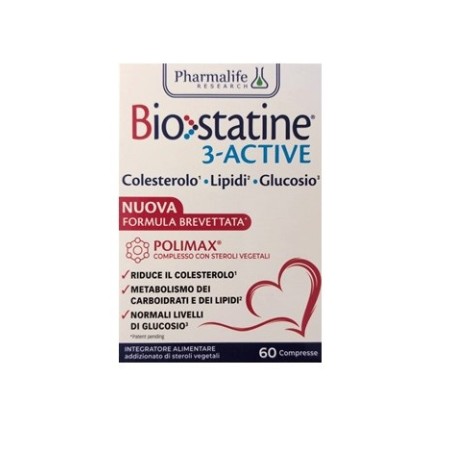 Confezione da 60 compresse di Biostatine 3-Active Integratore Per Abbassare Il Colesterolo Senza Monacolina K. Confezione da 60 compresse di Biostatine 3-Active Integratore Per Abbassare Il Colesterolo Senza Monacolina K.