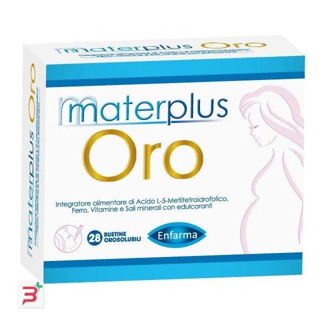 Confezione da 28 bustine di Materplus Oro Integratore Per La Donna In Gravidanza. Confezione da 28 bustine di Materplus Oro Integratore Per La Donna In Gravidanza.