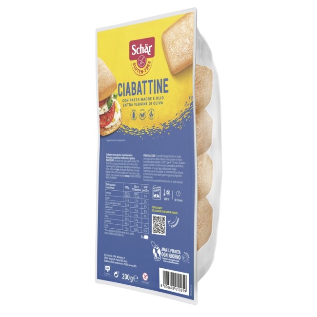 Schar Ciabattine Precotte Dietetiche Senza Glutine 200g Schar Ciabattine Precotte Dietetiche Senza Glutine 200g