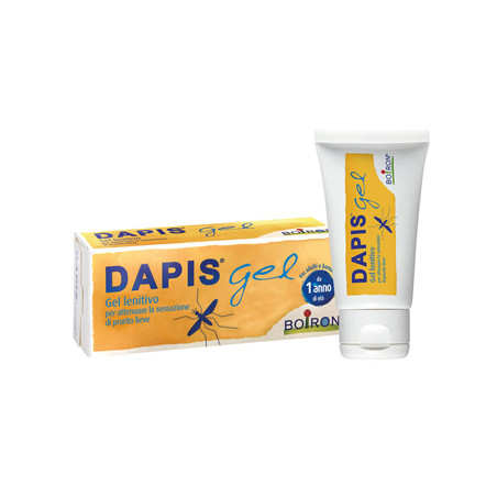 Tubo da 40 grammi di Boiron Dapis, gel lenitivo anti-prurito dopo-puntura. Tubo da 40 grammi di Boiron Dapis, gel lenitivo anti-prurito dopo-puntura.