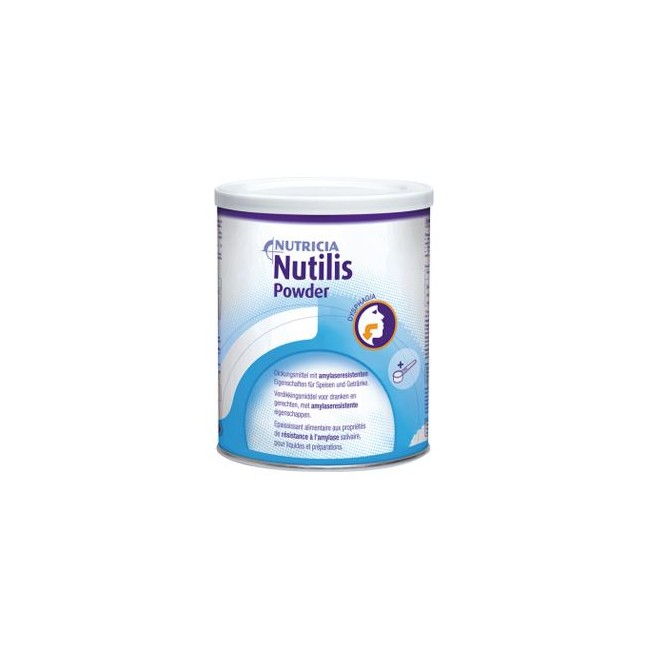 Barattolo da 300 g di Nutilis Powder, polvere addensante, utile per chi ha prpblemi di deglutizione. Barattolo da 300 g di Nutilis Powder, polvere addensante, utile per chi ha prpblemi di deglutizione.