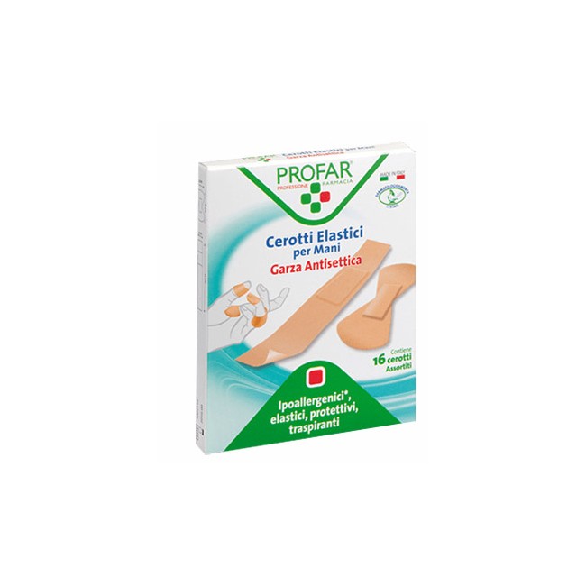 CEROTTO ELASTRICI MANI DITA ARTICOLAZIONI 16 PEZZI ASSORTITI PROFAR