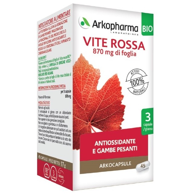 ARKO CAPSULE VITE ROSSA BIO 45 CAPSULE ARKO CAPSULE VITE ROSSA BIO 45 CAPSULE