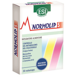 Confezione da 30 capsule di Esi Normolip 5 Integratore Per Il Metabolismo Dei Grassi E Dei Carboidrati.