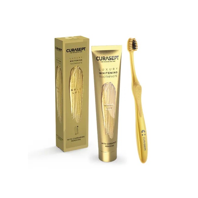 CURASEPT GOLD LUXURY WHITENING DENTIFRICIO 75 ML + SPAZZOLINO