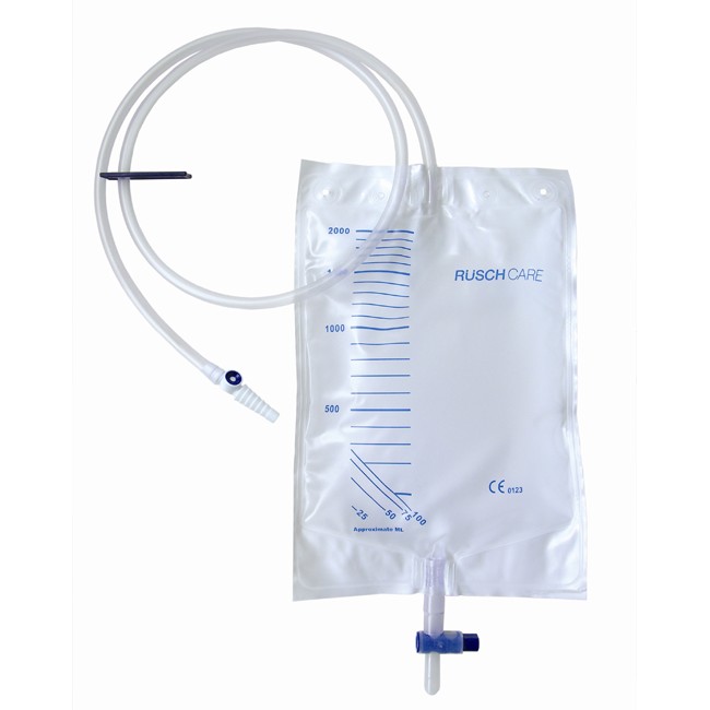 SACCA DI DRENAGGIO LETTO PER INCONTINENZA 2000ML IN PVC CON VALVOLA DI NON RITORNO E SCARICO STERILE CON TUBO DI RACCORDO 120CM 