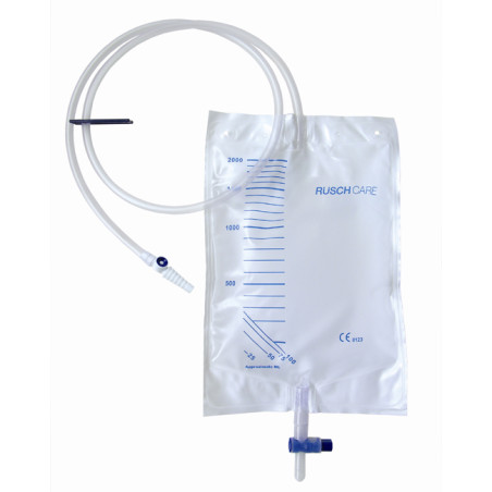 SACCA DI DRENAGGIO LETTO PER INCONTINENZA 2000ML IN PVC CON VALVOLA DI NON RITORNO E SCARICO STERILE CON TUBO DI RACCORDO 120CM 
