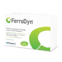 Confezione da 30 capsule di Metagenics FerroDyn, integratore di ferro e vitamine B.