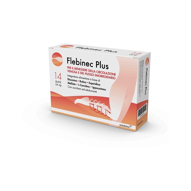 Confezione da 14 buste di Flebinec Plus Integratore Per Le Gambe E La Funzionalità Del Microcircolo. Confezione da 14 buste di Flebinec Plus Integratore Per Le Gambe E La Funzionalità Del Microcircolo.