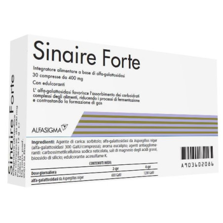 Confezione da 30 compresse di Sinaire Forte integratore per la digestione dei carboidrati complessi.
