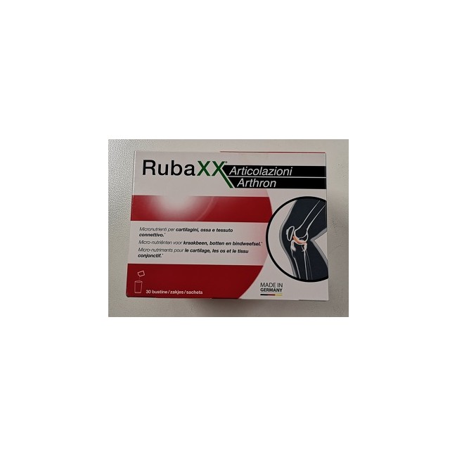 Confezione da 30 bustine di RubaXX Articolazioni, integratore per dolori articolari. Confezione da 30 bustine di RubaXX Articolazioni, integratore per dolori articolari.