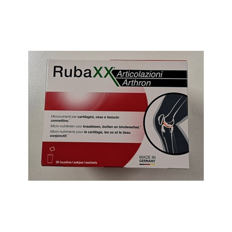 Confezione da 30 bustine di RubaXX Articolazioni, integratore per dolori articolari. Confezione da 30 bustine di RubaXX Articolazioni, integratore per dolori articolari.