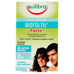 Confezione da 32 capsule vegetali di Equilibra Biofoltil Forte Integratore Per Capelli Sani Forti E Folti.