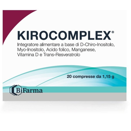 Confezione da 20 compresse di Kirocomplex, integratore per disturbi mestruali.
