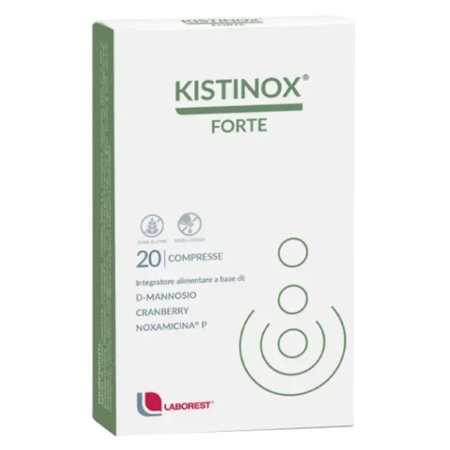 Confezione da 20 compresse di Laborest Kistinox, integratore per cistite e benessere delle vie urinarie. Confezione da 20 compresse di Laborest Kistinox, integratore per cistite e benessere delle vie urinarie.