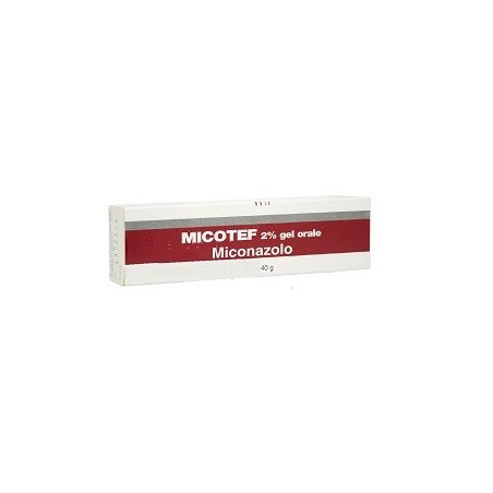 Confezione da 40 Gr di Micotef Gel Orale Antifungino Per Candida Stomatiti E Mughetto Miconazolo 2%.