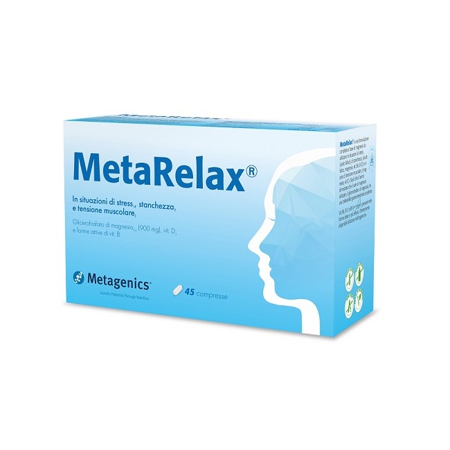 Confezione da 45 compresse di Metagenics MetaRelax, integratore contro stanchezza e affaticamento. Confezione da 45 compresse di Metagenics MetaRelax, integratore contro stanchezza e affaticamento.