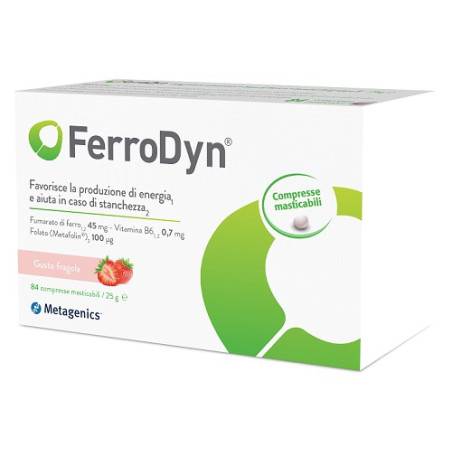 Confezione da 84 compresse di Metagenics Ferrodyn integratore a base di ferro.