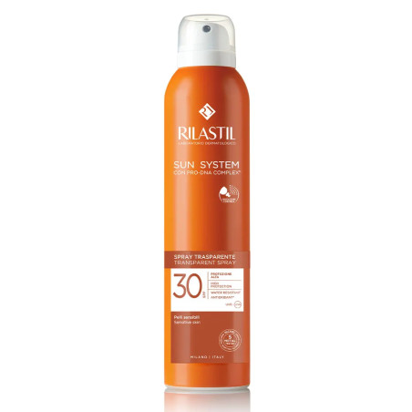 Flacone Spray da 200 ml di Rilastil Sun System Spray Corpo Trasparente Spf 30 Flacone Spray da 200 ml di Rilastil Sun System Spray Corpo Trasparente Spf 30