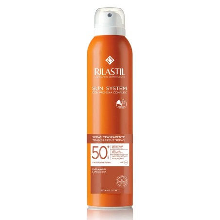 Flacone Spray da 200 ml di Rilastil Sun System Spray Solare Protettivo Trasparente Spf 50+ Flacone Spray da 200 ml di Rilastil Sun System Spray Solare Protettivo Trasparente Spf 50+