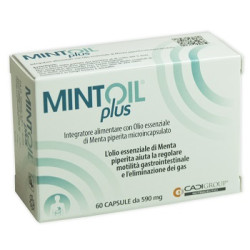 Confezione da 60 capsule di Mintoil Plus Integratore Contro Il Gonfiore Gastrointestinale.