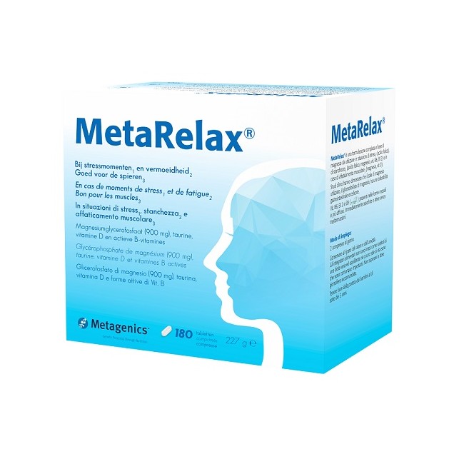 Confezione da 180 compresse di Metarelax integratore contro lo stress e la stanchezza Confezione da 180 compresse di Metarelax integratore contro lo stress e la stanchezza