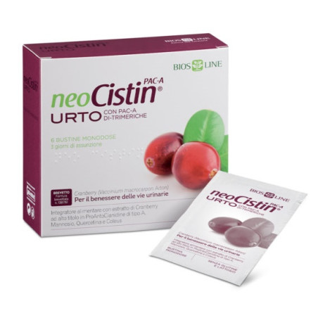 Confezione da 6 bustine di Bios Line PAC-A urto per il benessere delle vie urinarie. Confezione da 6 bustine di Bios Line PAC-A urto per il benessere delle vie urinarie.