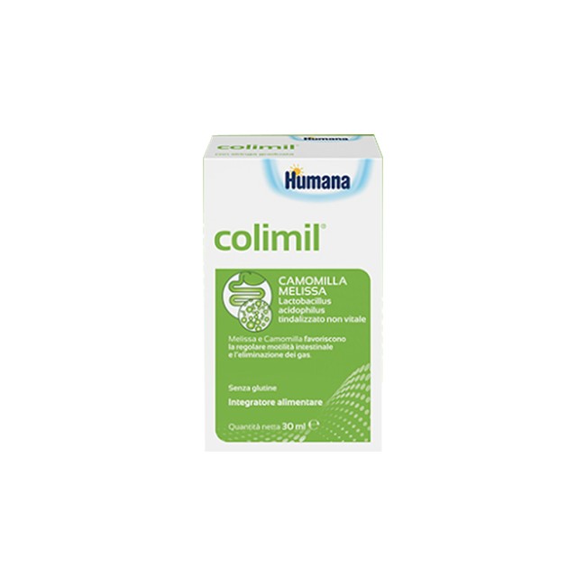 Flacone da 30 ml di Colimil Humana, integratore per il benessere dell'intestino. Flacone da 30 ml di Colimil Humana, integratore per il benessere dell'intestino.