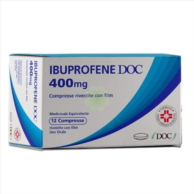 Confezione da 12 compresse rivestite di Ibuprofene DOC Farmaco Antinfiammatorio E Antidolorifico 400 Mg. Confezione da 12 compresse rivestite di Ibuprofene DOC Farmaco Antinfiammatorio E Antidolorifico 400 Mg.
