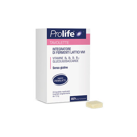 Confezione da 24 tavolette di Prolife Tavolette, integratore di fermenti lattici per bambini.