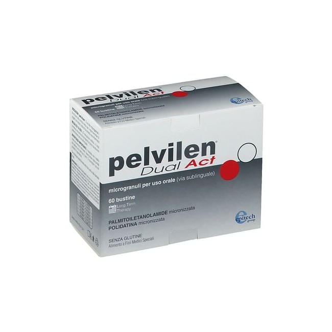 Confezione da 60 bustine di Pelvilen Dual Act Integratore Per Dolori Pelvici.