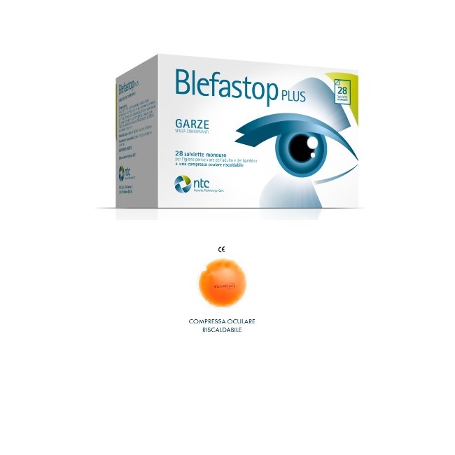 BLEFASTOP PLUS GARZA IN COTONE PIEGATA CON FILO DI BARIO 28 SALVIETTE MONOUSO + 1 COMPRESSA OCULARE RISCALDABILE BLEFASTOP PLUS GARZA IN COTONE PIEGATA CON FILO DI BARIO 28 SALVIETTE MONOUSO + 1 COMPRESSA OCULARE RISCALDABILE