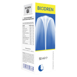 Flacone da 50 ml di Biogroup Biodren GI, integratore per drenaggio dei liquidi e funzione digestiva.