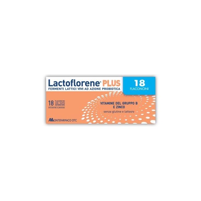 Confezione da 18 flaconi di Lactoflorene plus con fermenti lattici probiotici e vitamine B Confezione da 18 flaconi di Lactoflorene plus con fermenti lattici probiotici e vitamine B