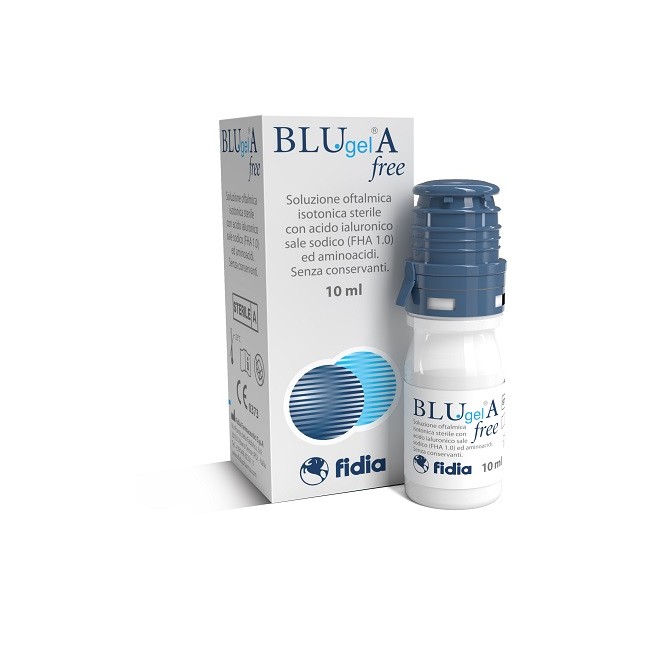 Confezione da 10 ml di Blugel A free collirio per secchezza oculare Confezione da 10 ml di Blugel A free collirio per secchezza oculare
