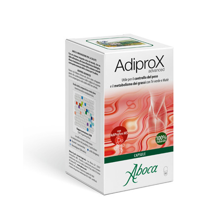 Confezione da 50 capsule di Aboca Adiprox Advanced Integratore Per Il Controllo Del Peso Corporeo.