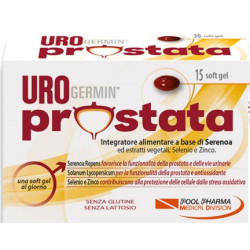 Confezione da 15 capsule di PoolPharma Urogermin Prostata Integratore Per Prevenire L'Ipertrofia Prostatica Benigna.