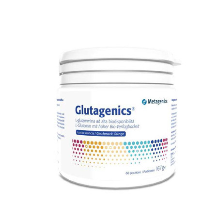 Barattolo da 60 porzioni di Glutagenics, integratore per la salute intestinale. Barattolo da 60 porzioni di Glutagenics, integratore per la salute intestinale.