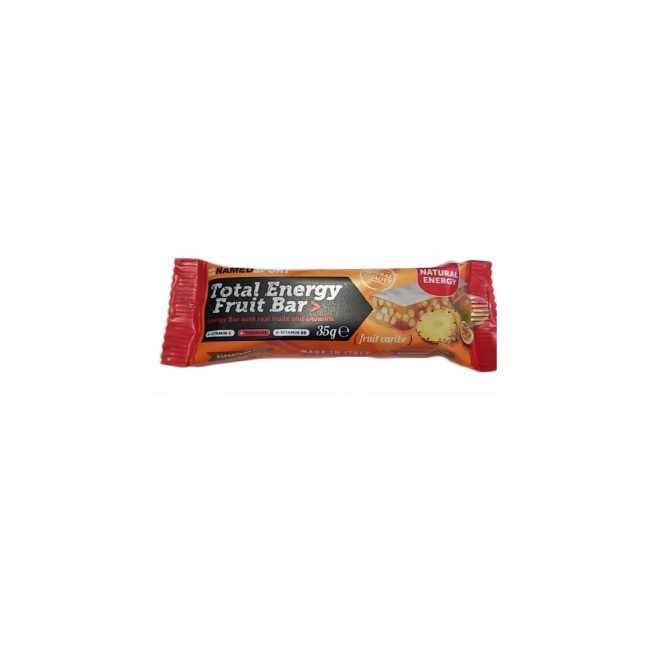 Barretta da 35 g di Named Sport Total Energy Fruit Bar, snack per energia immediata. Barretta da 35 g di Named Sport Total Energy Fruit Bar, snack per energia immediata.