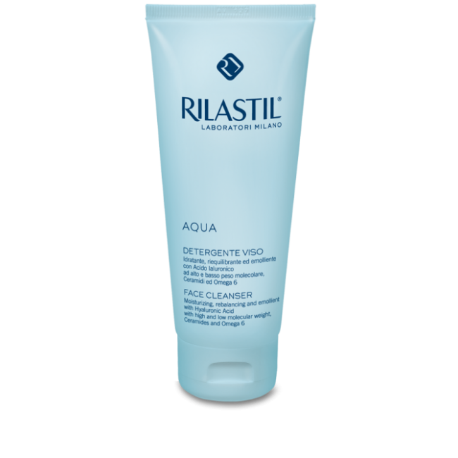 Flacone da 200 ml di Rilastil Aqua Detergente Viso Delicato Ad Azione Idratante Per Pelle Secca. Flacone da 200 ml di Rilastil Aqua Detergente Viso Delicato Ad Azione Idratante Per Pelle Secca.