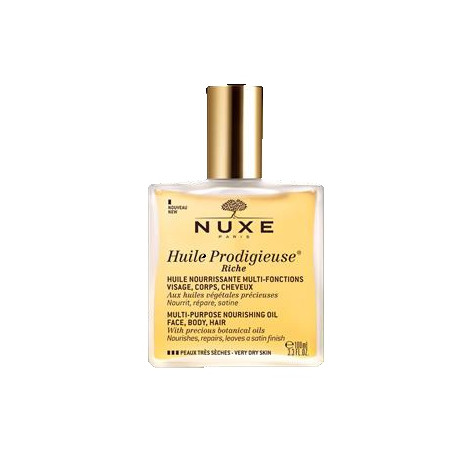 Confezione da 100 Ml di Nuxe Huile Prodigieuse olio secco ricco per pelle secca.