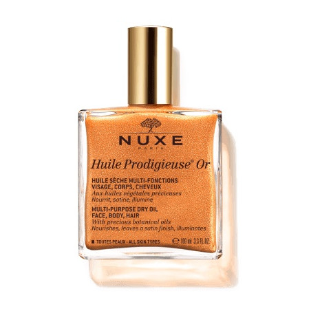 Flacone da 100 Ml di Nuxe Huile Prodigieuse Or olio secco multifunzione oro.