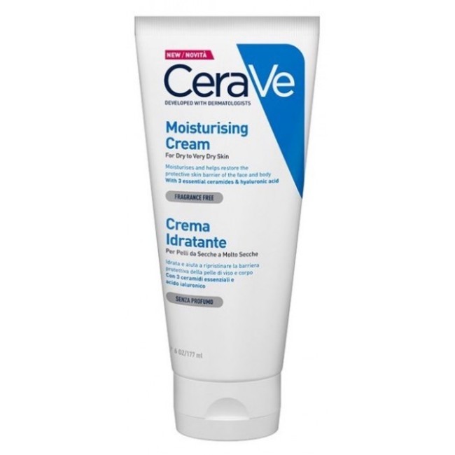 Tubo da 177 ml di Cerave Crema Idratante Nutriente Per Pelli Molto Secche. Tubo da 177 ml di Cerave Crema Idratante Nutriente Per Pelli Molto Secche.