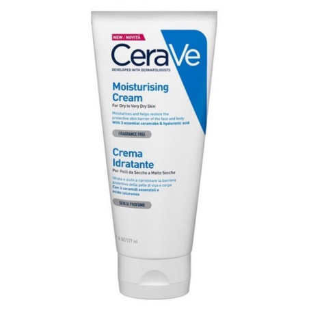 Tubo da 177 ml di Cerave Crema Idratante Nutriente Per Pelli Molto Secche.