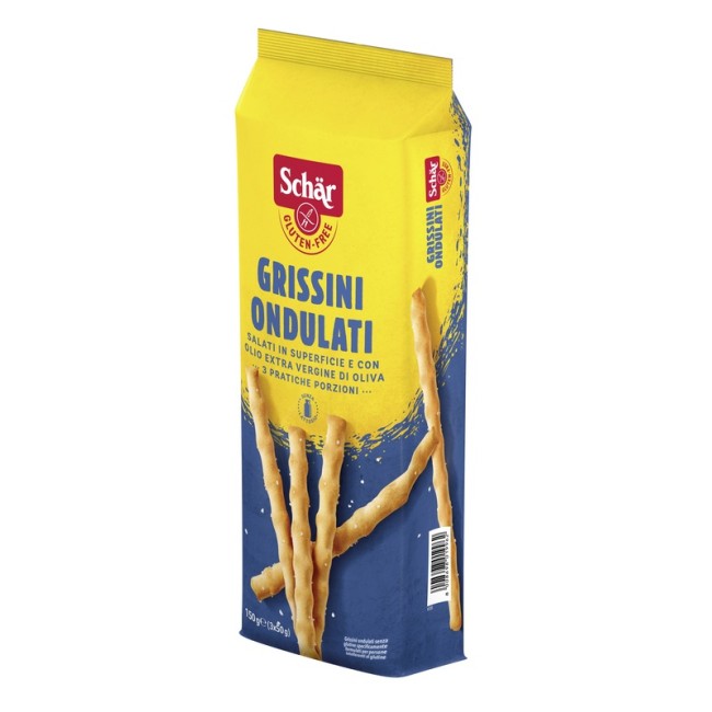 SCHAR GRISSINI ONDULATI SALATI IN SUPERFICIE 3 PORZIONI DA 50 G SCHAR GRISSINI ONDULATI SALATI IN SUPERFICIE 3 PORZIONI DA 50 G