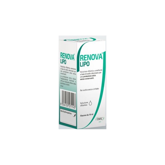RENOVA COLLIRIO SOSTITUTO LACRIMALE A BASE DI ACIDO IALURONICO 0,4% E LIPIDI FLACONE DA 10 ML SENZA CONSERVANTI RENOVA COLLIRIO SOSTITUTO LACRIMALE A BASE DI ACIDO IALURONICO 0,4% E LIPIDI FLACONE DA 10 ML SENZA CONSERVANTI