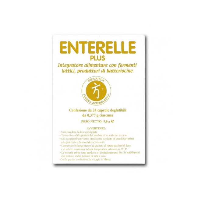 Confezione da 24 capsule di Bromatech Enterelle Plus Integratore di fermenti lattici probiotici. Confezione da 24 capsule di Bromatech Enterelle Plus Integratore di fermenti lattici probiotici.
